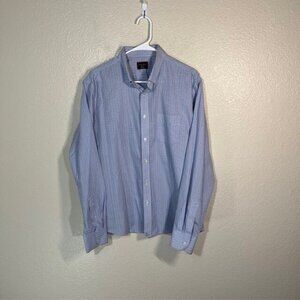UnTuckit Shirt Mens Large Wrinkle Free Button Down Blue Pink Check Casual